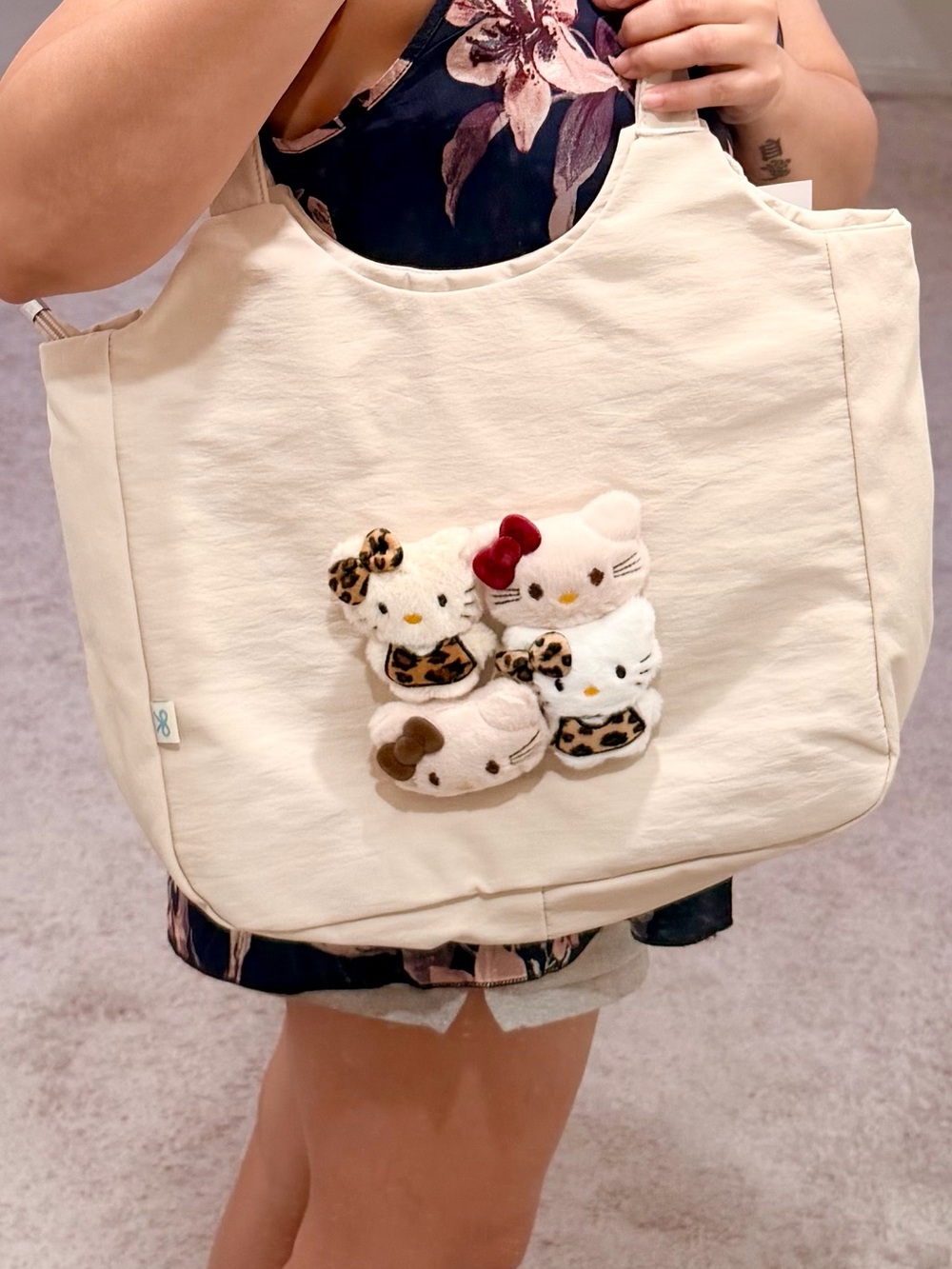 Hello Kitty Plush Accent Cream Tote Bag